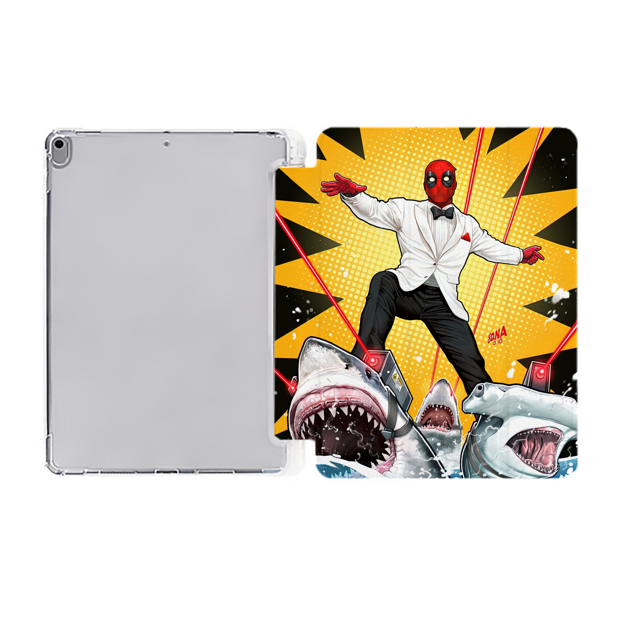 （画像用） Deadpool デッドプール IPad ケース ペン収納付き 三つ折りスタンド PUレザー×シリコン 対応機種9.5/10.5/10.9インチ